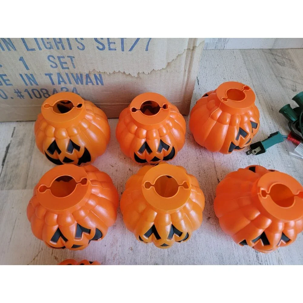 Lillian Vernon outdoor pumpkin light set Halloween Jack O'Lantern decor vintage